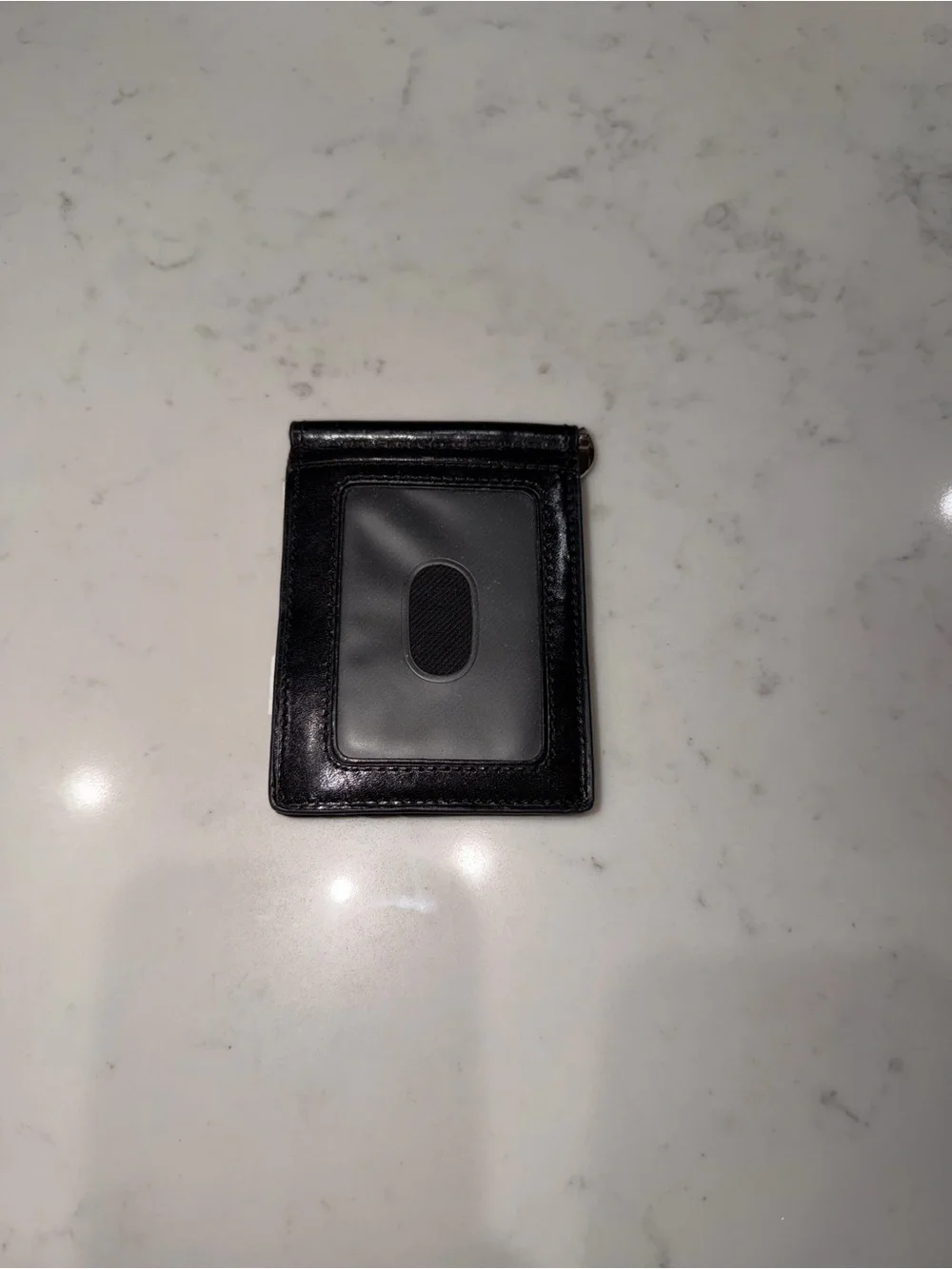 Classic Black Leather Money Clip Wallet - Men Accessories